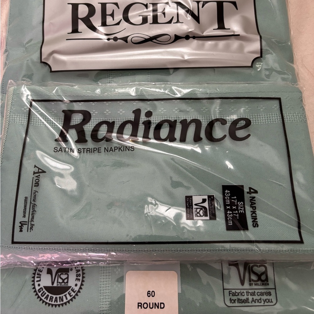 Avon Mint Green Satin Stripe Tablecloth and Napkin set